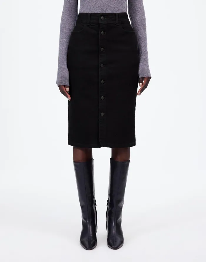 Women Skirts Madewell Denim ButtonFront Midi Skirt In Clean Black Wash Clean Black Wash