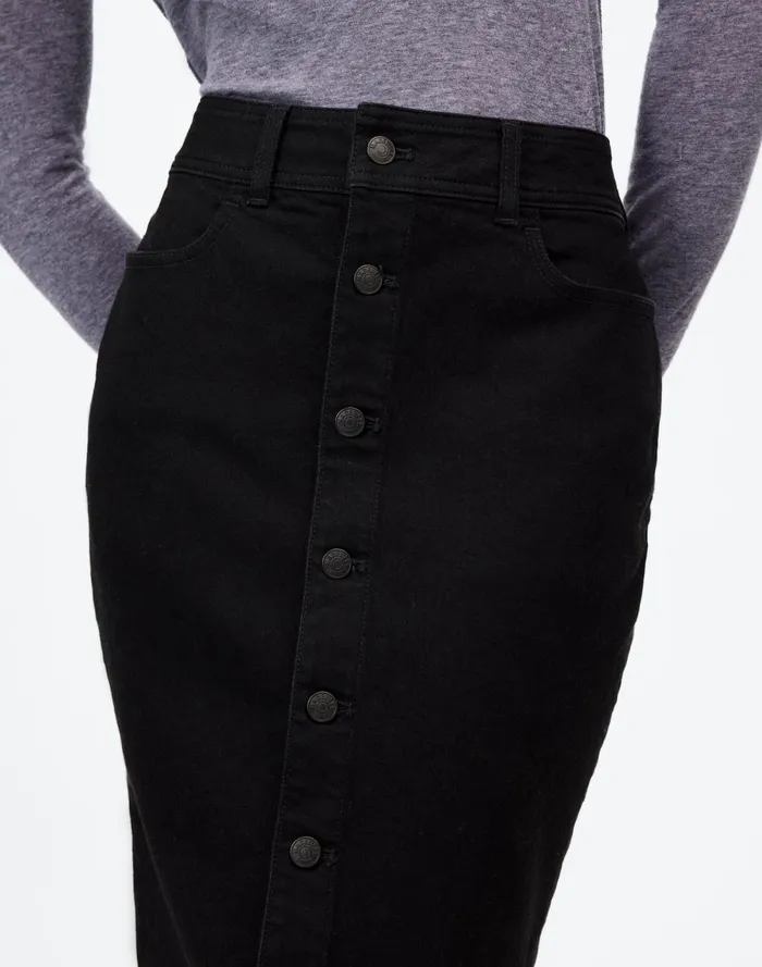 Women Skirts Madewell Denim ButtonFront Midi Skirt In Clean Black Wash Clean Black Wash