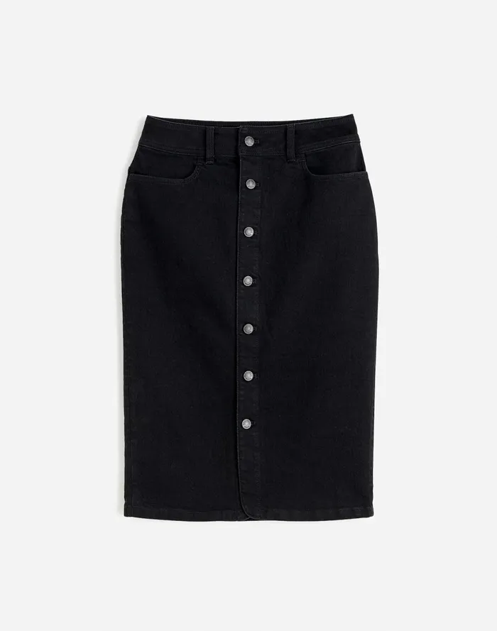 Women Skirts Madewell Denim ButtonFront Midi Skirt In Clean Black Wash Clean Black Wash