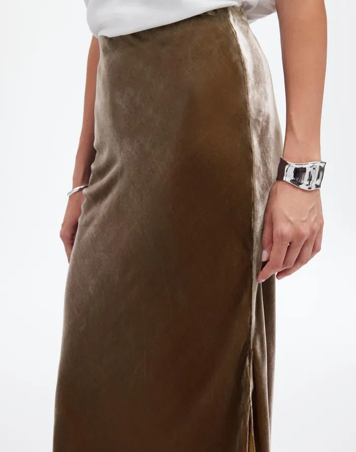 Women Skirts Madewell Velvet Maxi Slip Skirt Irridescent Grey
