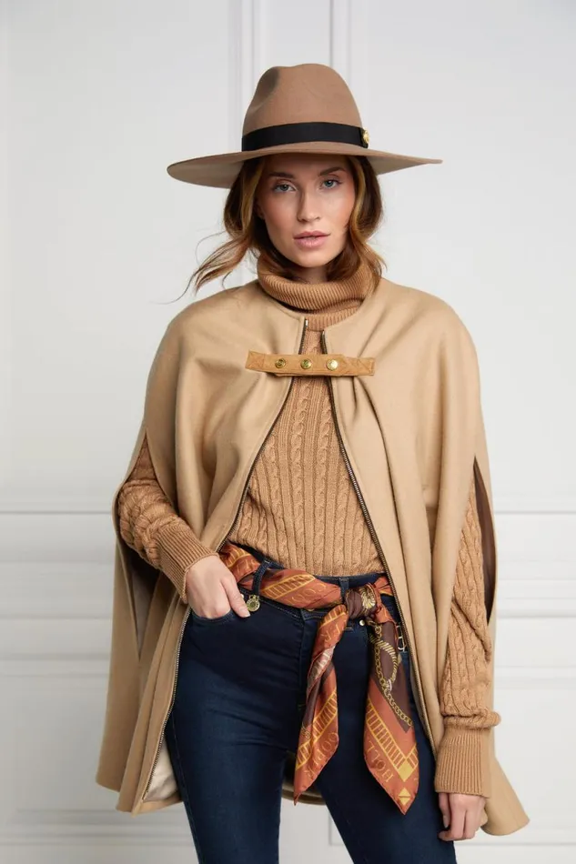 Women Slim Cape Camel Holland Cooper Capes