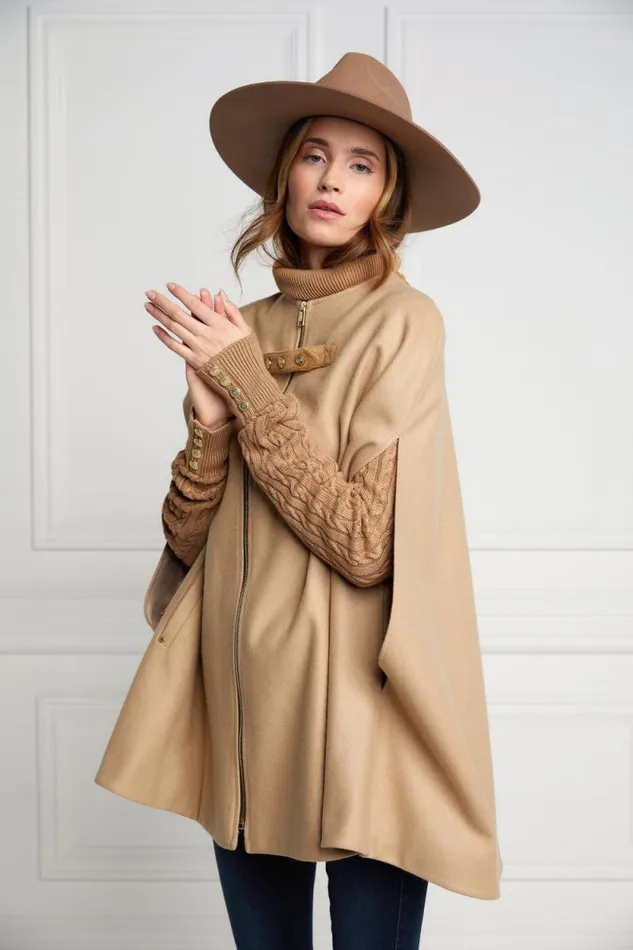 Women Slim Cape Camel Holland Cooper Capes