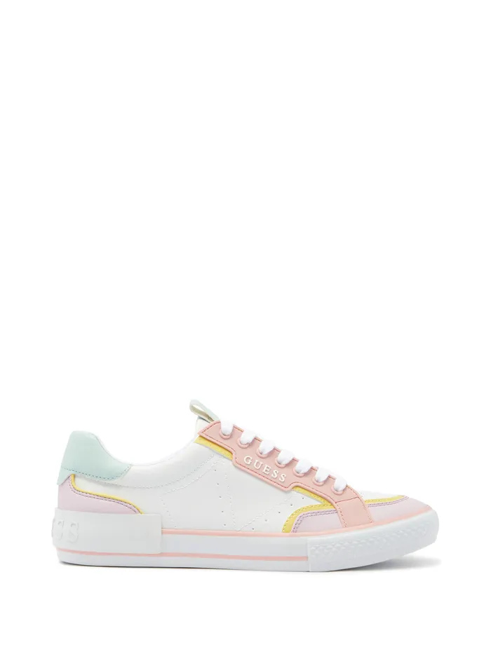 Women Sneakers GUESS White Pink Lollin Low Top Sneakers