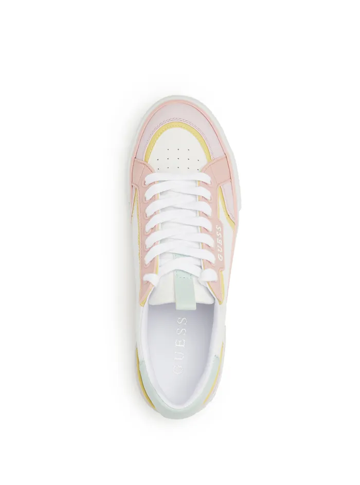 Women Sneakers GUESS White Pink Lollin Low Top Sneakers