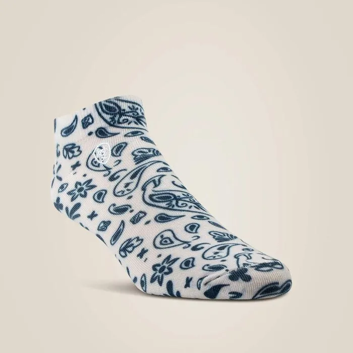 Women Socks Ariat Paisley Print Ankle Sock 2 Pair Multi Color Pack Naturalandnavy