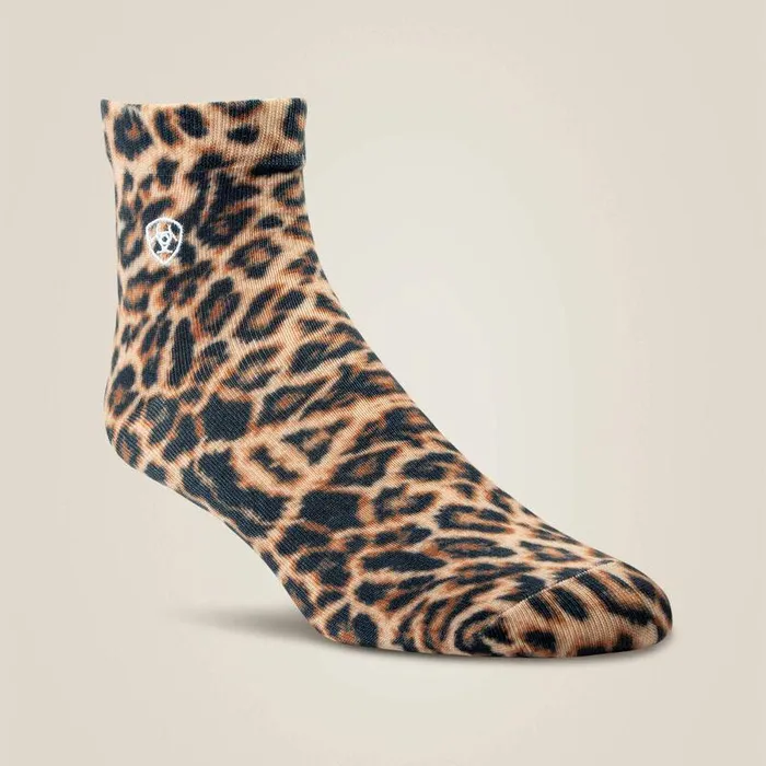 Women Socks Ariat Wild Thing Ankle Sock 2 Pair Multi Color Pack Leopard Printandsky Blue