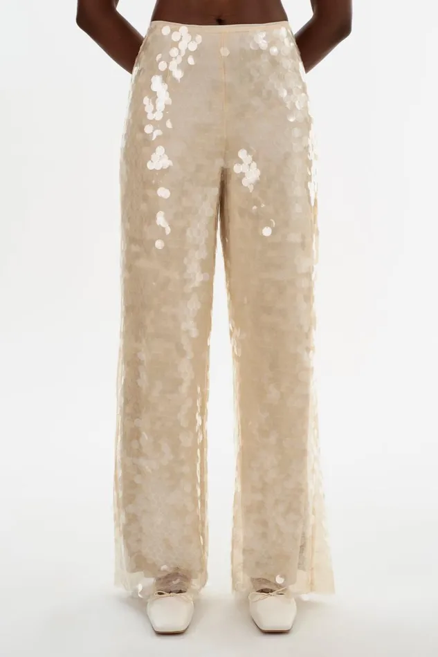 Women STACY Sequin Wide Leg Pants Clear LAMARQUE Pants and Shorts Women STACY Sequin Wide Leg Pants Clear LAMARQUE Pants and Shorts