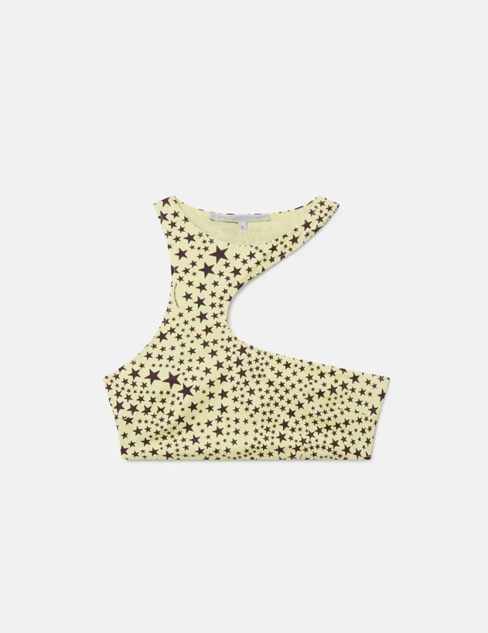 Women Star Print CutOut Halterneck Bikini Top Blackivory Stella McCartney Swimwear