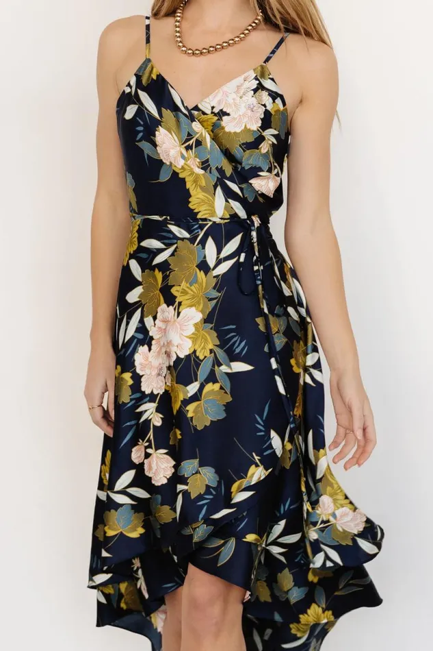 Women Steffi Tulip Wrap Dress Navy Floral Baltic Born Midi Dresses Women Steffi Tulip Wrap Dress Navy Floral Baltic Born Midi Dresses