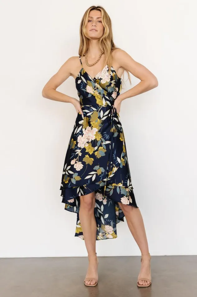 Women Steffi Tulip Wrap Dress Navy Floral Baltic Born Midi Dresses Women Steffi Tulip Wrap Dress Navy Floral Baltic Born Midi Dresses