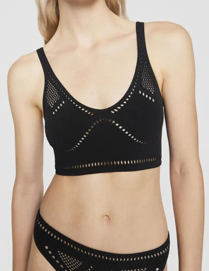 Women Stellawear Crop Top Bra Black Stella McCartney Swimwear Women Stellawear Crop Top Bra Black Stella McCartney Swimwear