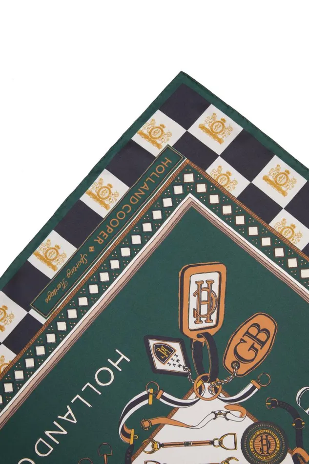 Women Stirrup Silk Scarf Black Emerald Holland Cooper Scarves