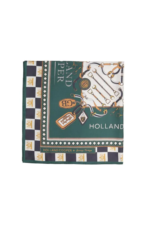 Women Stirrup Silk Scarf Black Emerald Holland Cooper Scarves