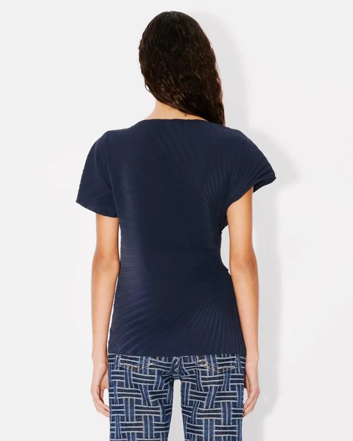 Women Sunray Pleats Tshirt Blue Black Kenzo Shirts And Tops