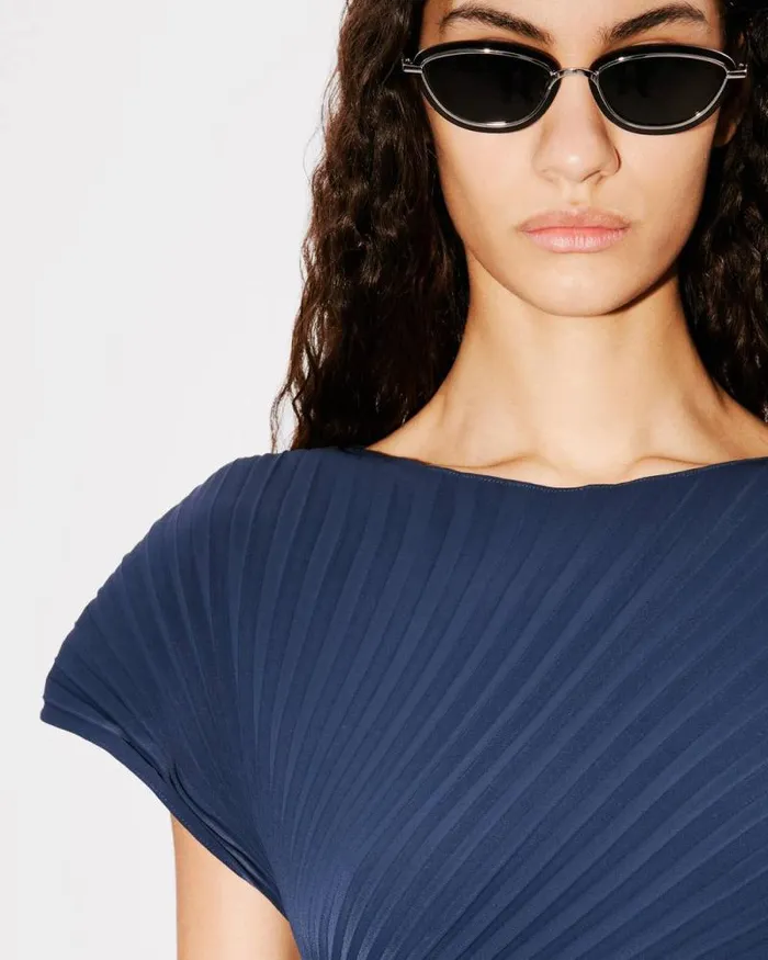 Women Sunray Pleats Tshirt Blue Black Kenzo Shirts And Tops