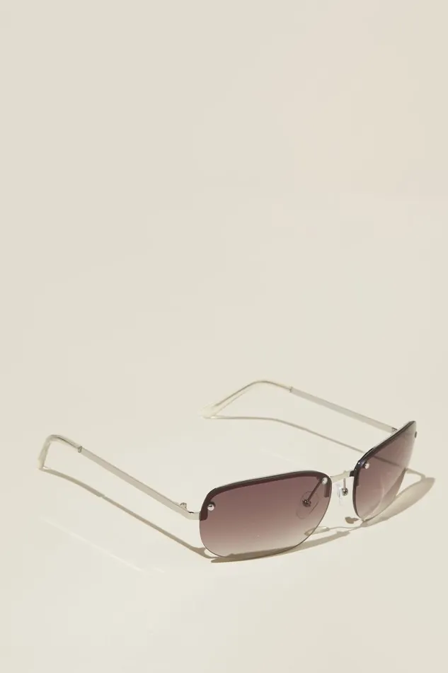 Women Sunglasses Cotton On Jay Rimless Sunglasses Silverkhaki