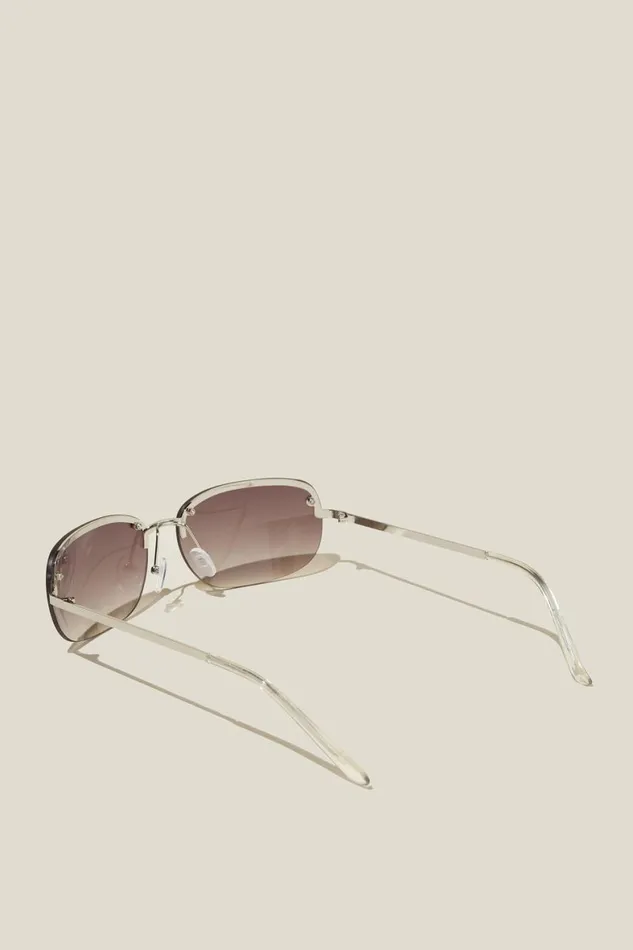 Women Sunglasses Cotton On Jay Rimless Sunglasses Silverkhaki