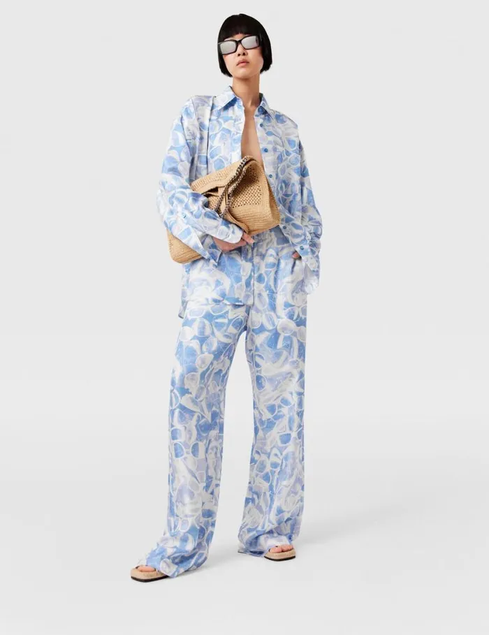 Women Sunglasses Print StraightLeg Pants Blue Stella McCartney Pants And Shorts Women Sunglasses Print StraightLeg Pants Blue Stella McCartney Pants And Shorts