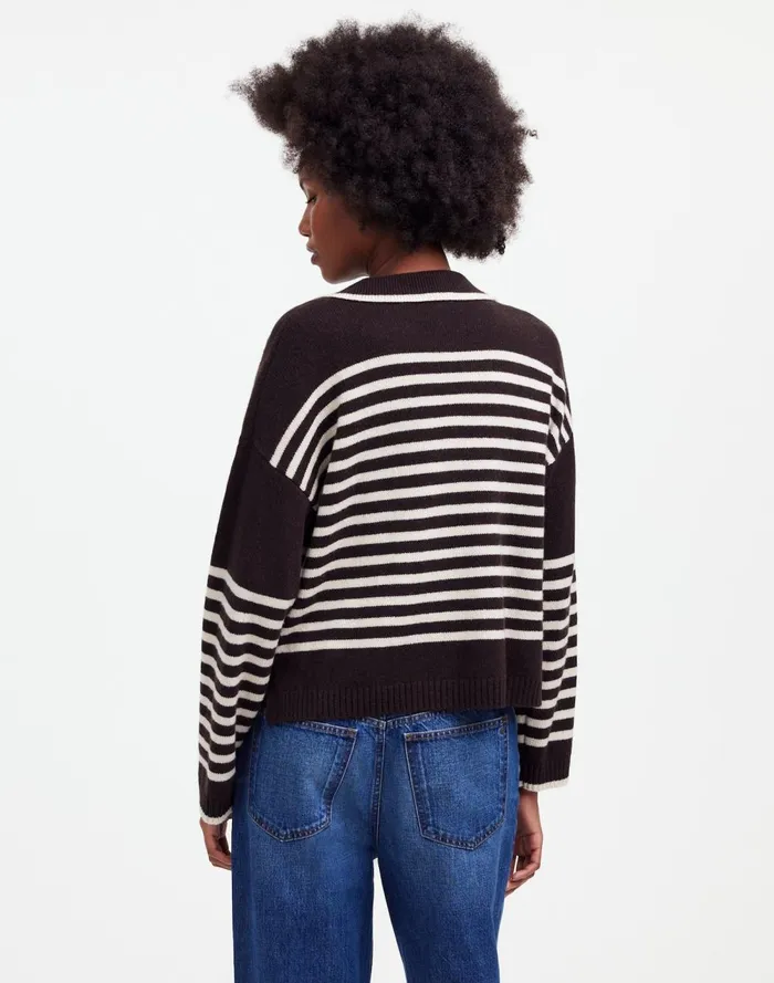 Women Sweaters Madewell CashmereWool Blend Polo Sweater Espresso Brown
