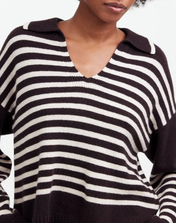 Women Sweaters Madewell CashmereWool Blend Polo Sweater Espresso Brown