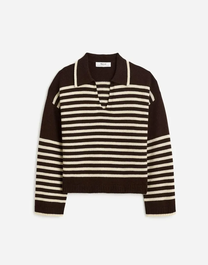 Women Sweaters Madewell CashmereWool Blend Polo Sweater Espresso Brown