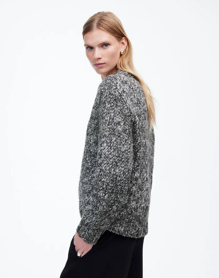 Women Sweaters Madewell Marled Chunky VNeck Sweater Cookies And Cream
