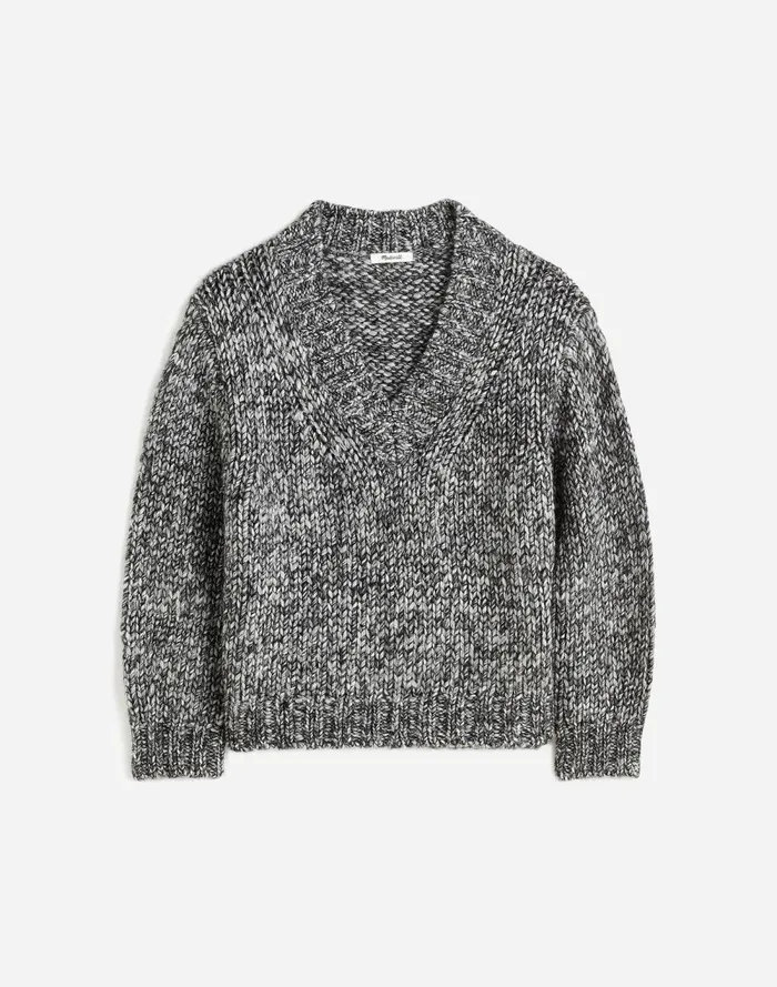 Women Sweaters Madewell Marled Chunky VNeck Sweater Cookies And Cream