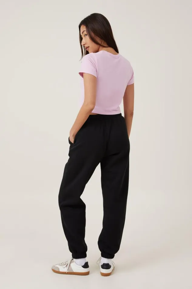 Women Sweats and Hoodies Cotton On Black Pink Sweatpant Lcn Br Black Pink Logo Black