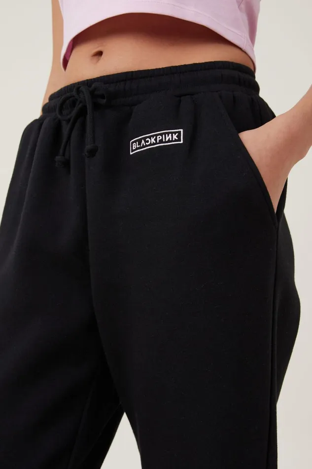 Women Sweats and Hoodies Cotton On Black Pink Sweatpant Lcn Br Black Pink Logo Black