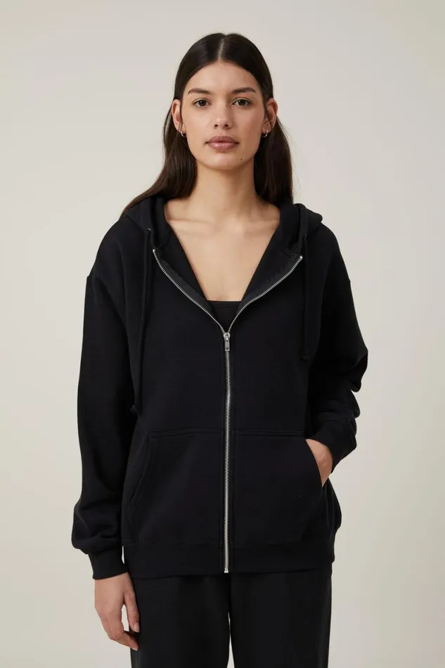 Women Sweats and Hoodies Cotton On Classic ZipThrough Hoodie Black
