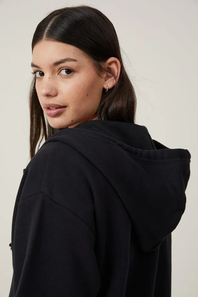 Women Sweats and Hoodies Cotton On Classic ZipThrough Hoodie Black