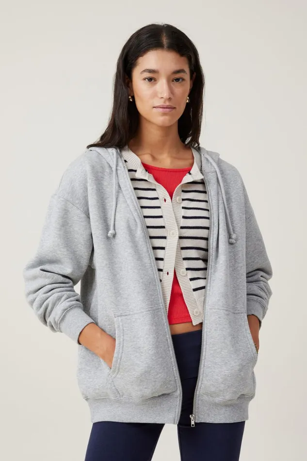 Women Sweats and Hoodies Cotton On Classic ZipThrough Hoodie Grey Marle