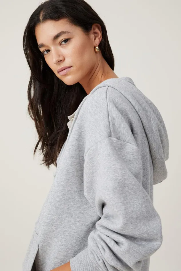 Women Sweats and Hoodies Cotton On Classic ZipThrough Hoodie Grey Marle