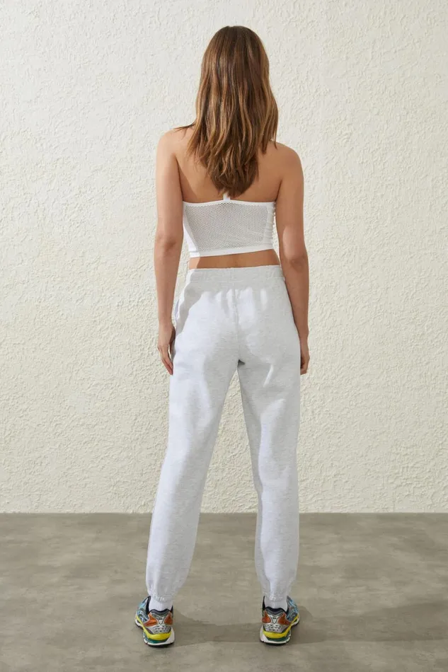 Women Sweats and Hoodies Cotton On Plush Essential Gym Trackpant Core Cloudy Grey Marle