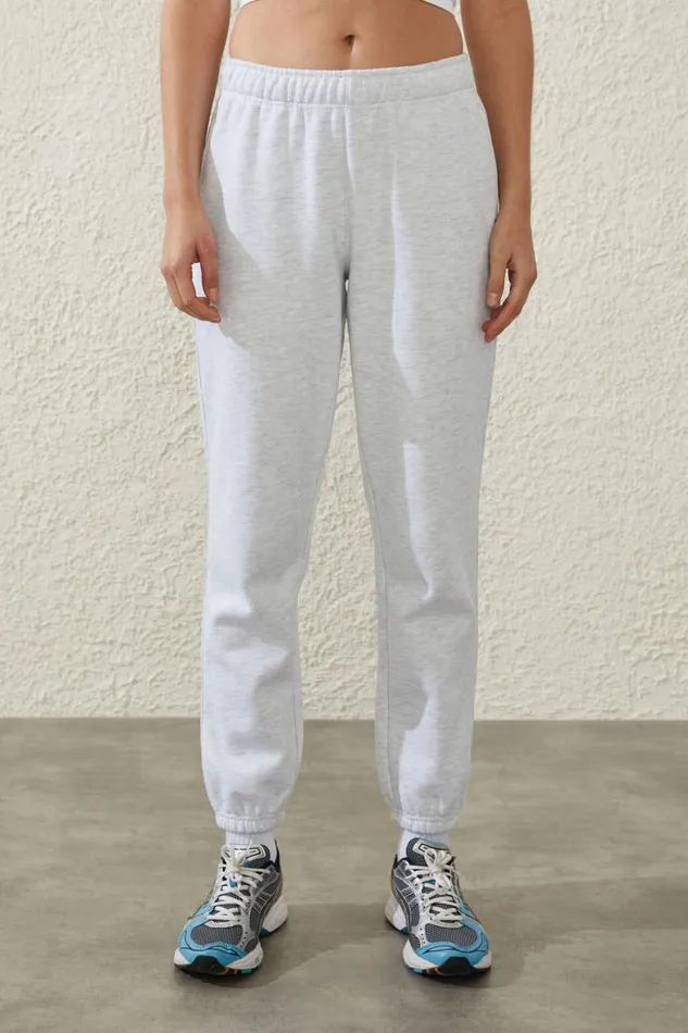 Women Sweats and Hoodies Cotton On Plush Essential Gym Trackpant Core Cloudy Grey Marle