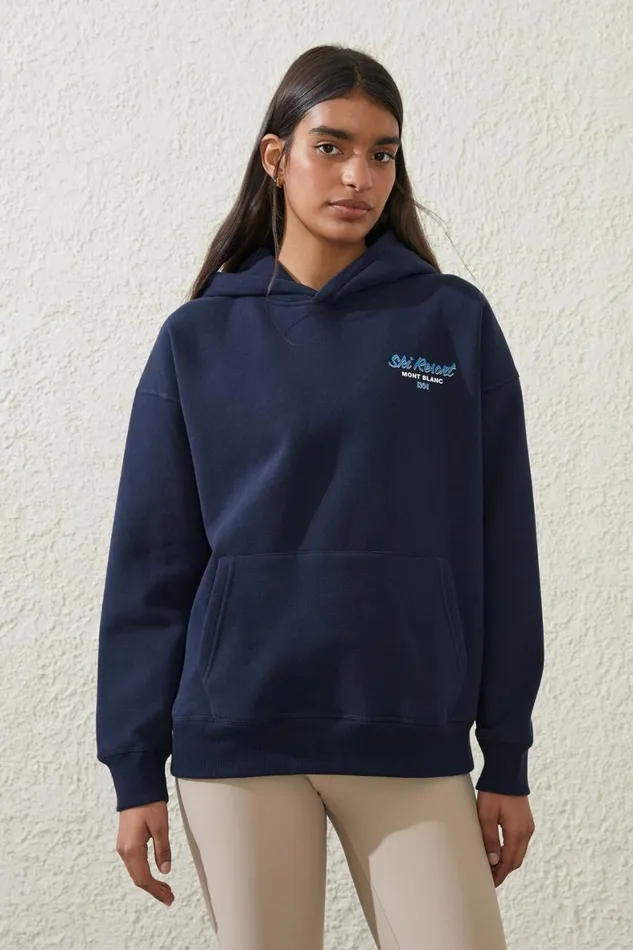 Women Sweats and Hoodies Cotton On Plush Premium Hoodie Oceanic Navyski Resort