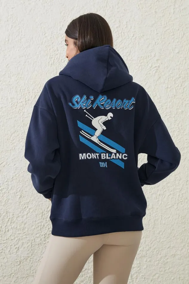 Women Sweats and Hoodies Cotton On Plush Premium Hoodie Oceanic Navyski Resort