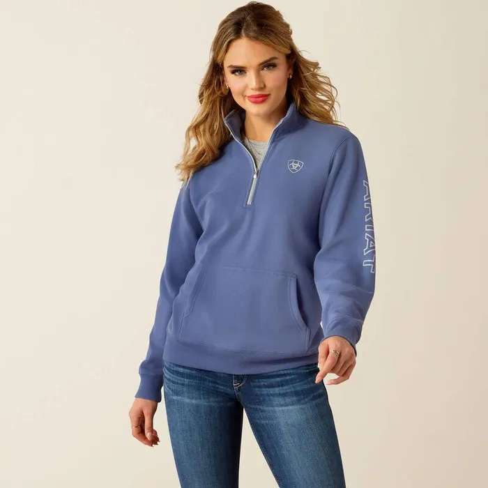 Women Sweatshirts and Hoodies Ariat Logo 12 Zip Sweatshirt Coastal Fjord