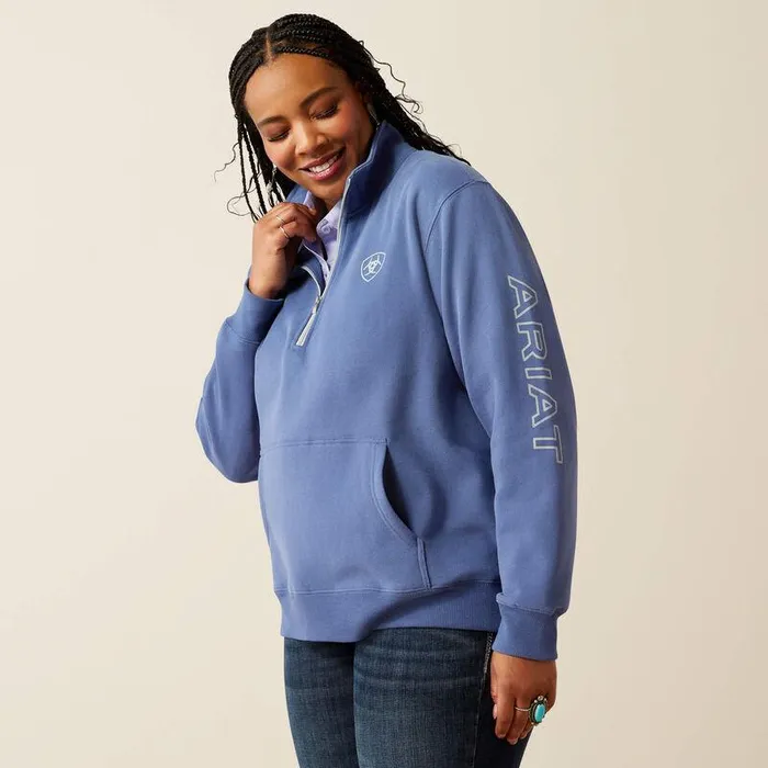 Women Sweatshirts and Hoodies Ariat Logo 12 Zip Sweatshirt Coastal Fjord Women Sweatshirts and Hoodies Ariat Logo 12 Zip Sweatshirt Coastal Fjord
