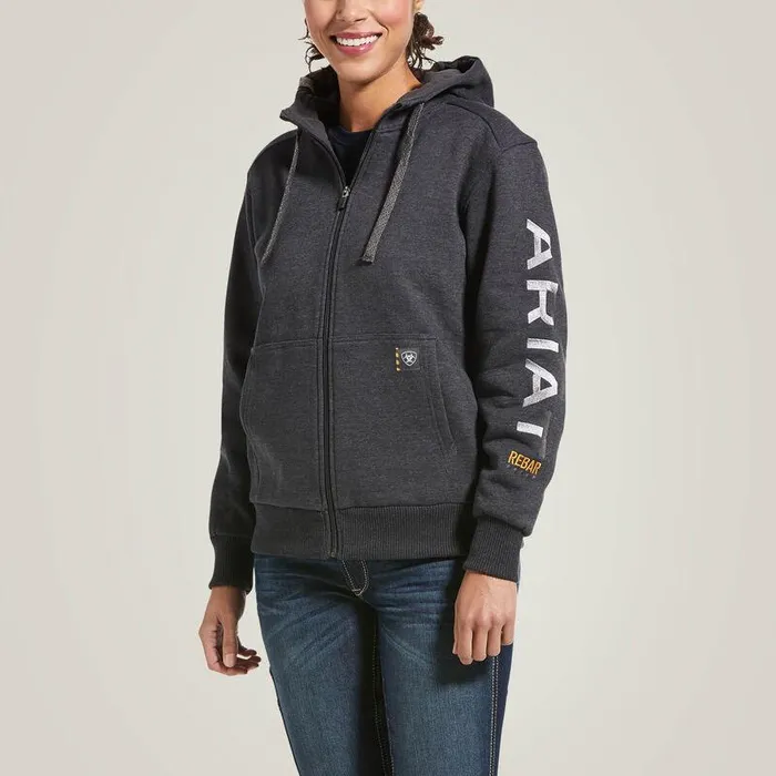 Women Sweatshirts and Hoodies Ariat Rebar AllWeather Full Zip Hoodie Charcoal Heather
