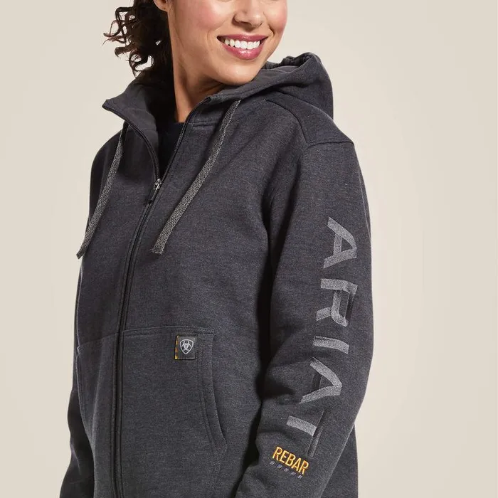 Women Sweatshirts and Hoodies Ariat Rebar AllWeather Full Zip Hoodie Charcoal Heather