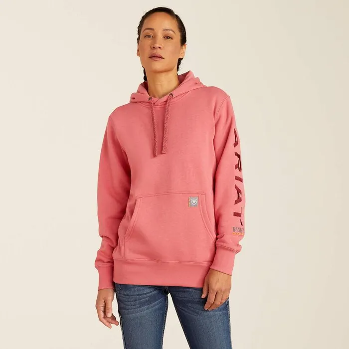Women Sweatshirts and Hoodies Ariat Rebar Graphic Hoodie Desert Rosetibetan Red