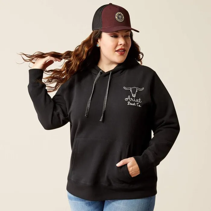 Women Sweatshirts and Hoodies Ariat Steer Stitch Hoodie Black Women Sweatshirts and Hoodies Ariat Steer Stitch Hoodie Black