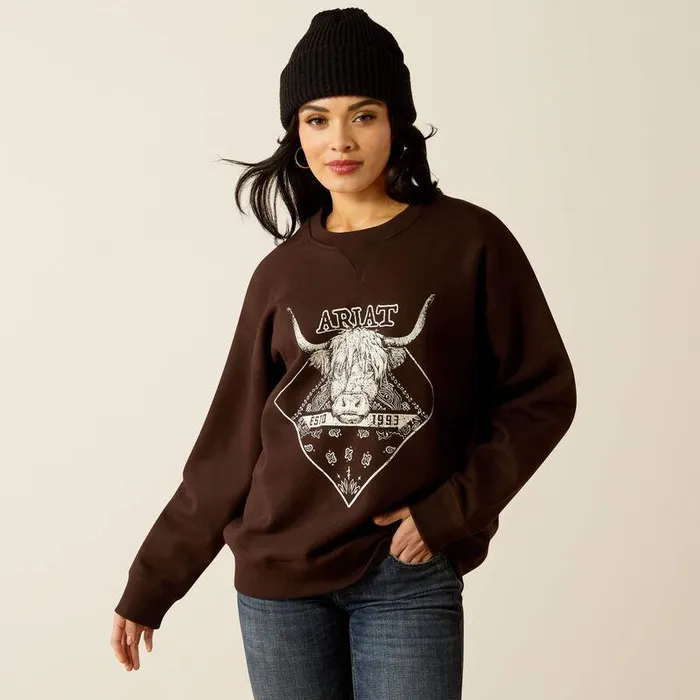 Women Sweatshirts and Hoodies Ariat Taurus Oversized Crew Sweatshirt Mole