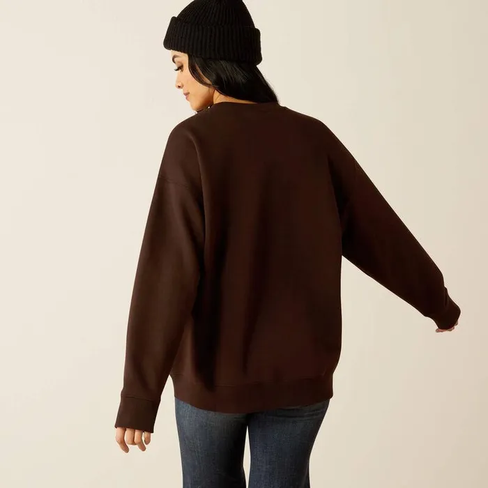 Women Sweatshirts and Hoodies Ariat Taurus Oversized Crew Sweatshirt Mole Women Sweatshirts and Hoodies Ariat Taurus Oversized Crew Sweatshirt Mole