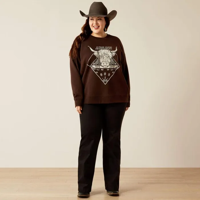 Women Sweatshirts and Hoodies Ariat Taurus Oversized Crew Sweatshirt Mole Women Sweatshirts and Hoodies Ariat Taurus Oversized Crew Sweatshirt Mole