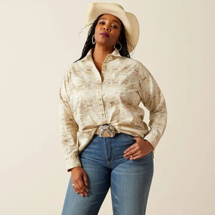 Women TShirts and Tops Ariat Billie Jean Shirt Sandstone Southwest Print