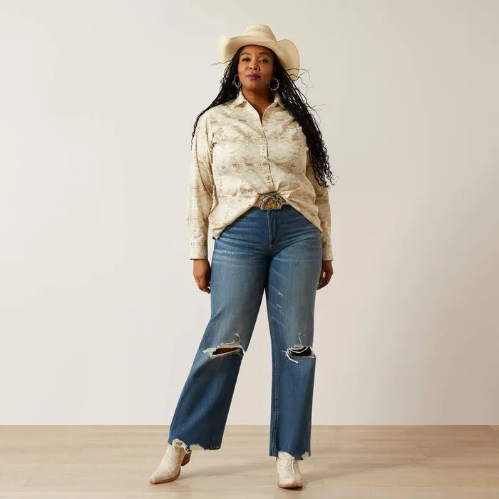 Women TShirts and Tops Ariat Billie Jean Shirt Sandstone Southwest Print