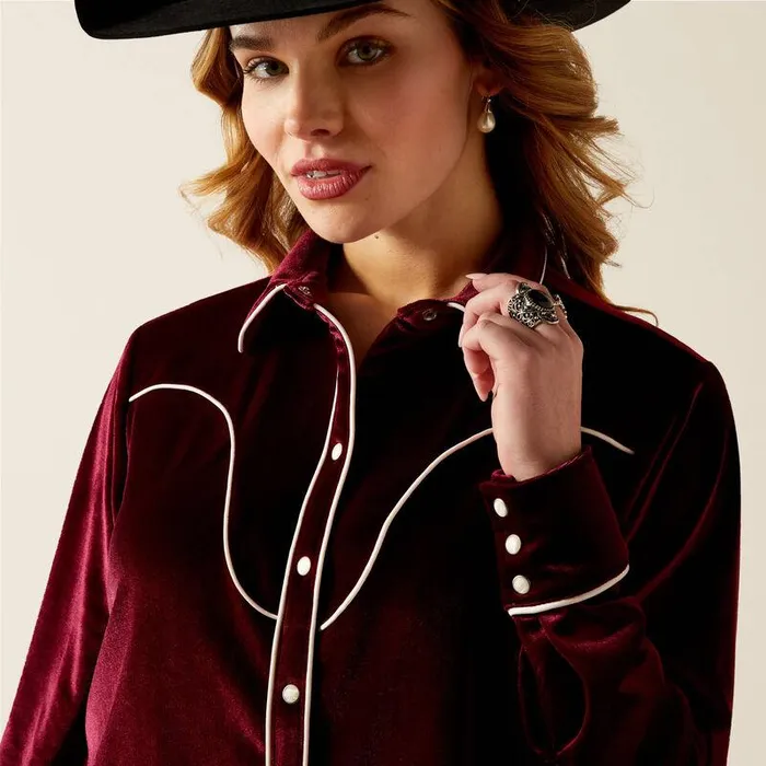 Women TShirts and Tops Ariat Casa Rosa Shirt Burgundy Women TShirts and Tops Ariat Casa Rosa Shirt Burgundy