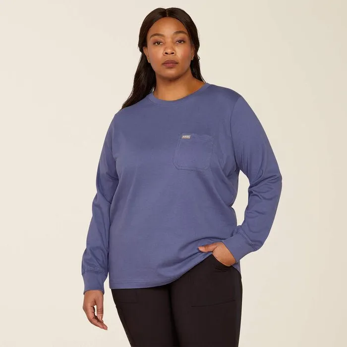 Women TShirts and Tops Ariat Rebar Cotton Strong Quality TShirt Blue Indigo